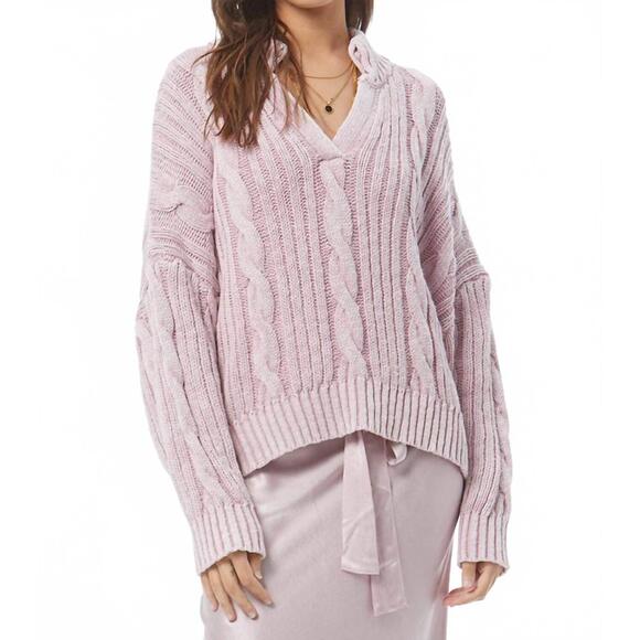 NEW YOUNG FABULOUS & BROKE auckland v neck sweater in antique violet mineral